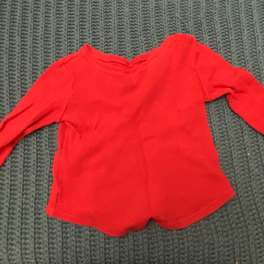 Girls red long sleeve waffle knit